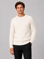 Men's crewneck sweater – White full view – Edward & Lawsen