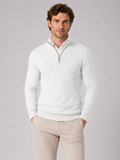 Men's quarter-zip mock neck sweater – White front view – Edward & Lawsen