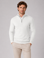 Men's quarter-zip mock neck sweater – White front view – Edward & Lawsen