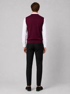 Men's argyle sweater vest – Wine back view – Edward & Lawsen