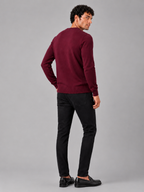 Men's crew neck knit sweater – Wine back view – Edward & Lawsen