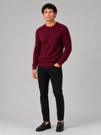Men's crew neck knit sweater – Wine full view – Edward & Lawsen