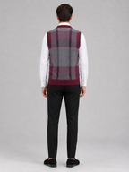 Men's fleece button-front vest – Wine back view – Edward & Lawsen