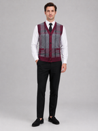 Men's fleece button-front vest – Wine full view – Edward & Lawsen