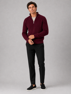 Men's half zip sweater – Wine full view – Edward & Lawsen