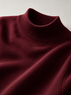 Men's slim fit mock neck sweater – Wine detail view – Edward & Lawsen