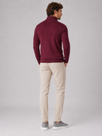 Men's quarter-zip mock neck sweater – Wine back view – Edward & Lawsen