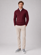 Men's quarter-zip mock neck sweater – Wine full view – Edward & Lawsen