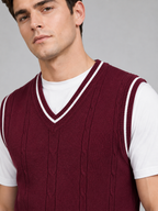 Men's patchwork sweater vest – Wine detail view – Edward & Lawsen