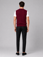 Men's sleeveless sweater vest – Wine back view – Edward & Lawsen