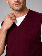 Men's sleeveless sweater vest – Wine detail view – Edward & Lawsen