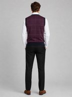 Men's diamond cable knit sweater vest – Wine back view – Edward & Lawsen