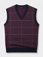 Men's diamond cable knit sweater vest – Wine product view – Edward & Lawsen