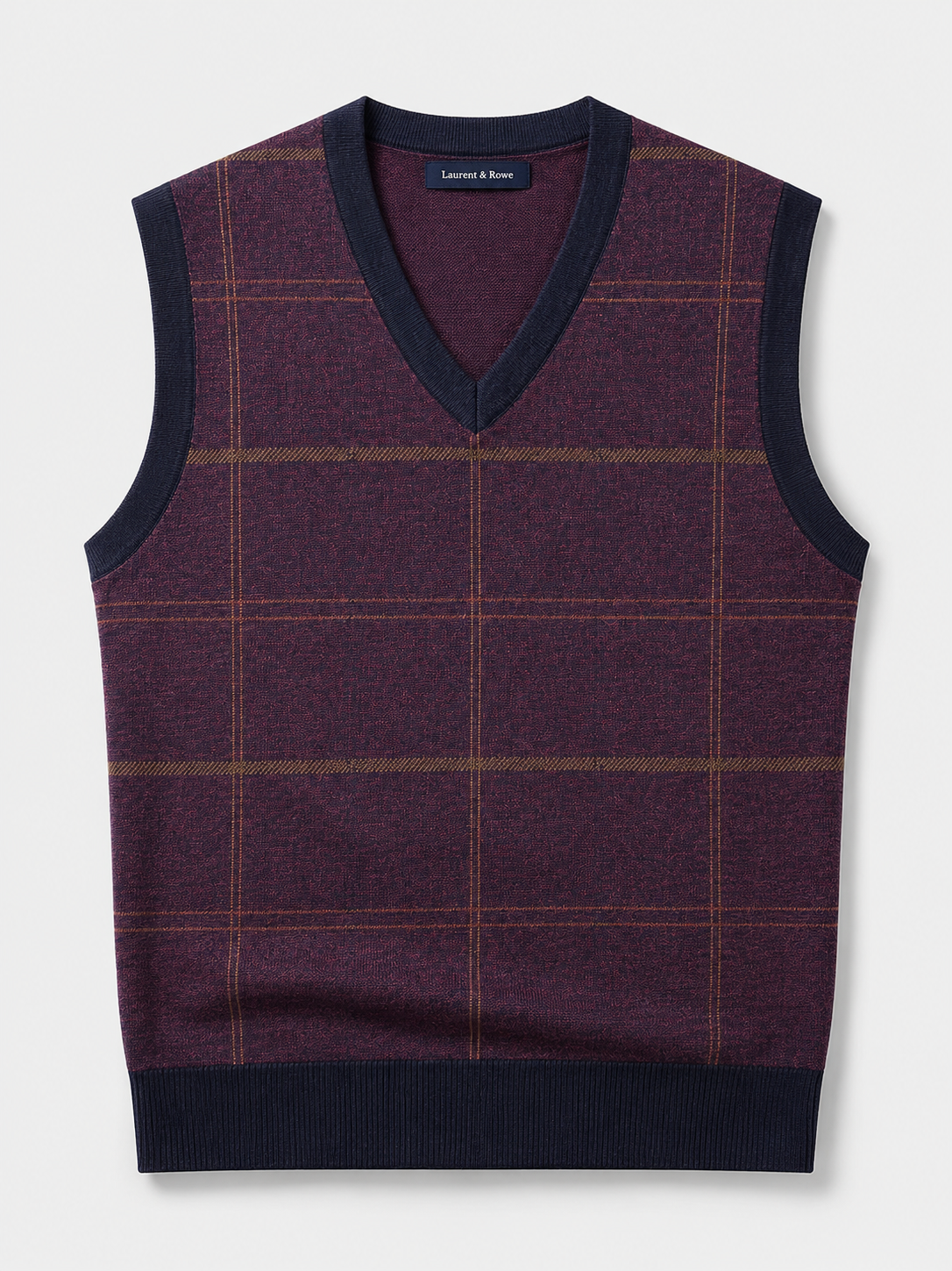 Men's diamond cable knit sweater vest – Wine product view – Edward & Lawsen
