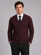 Men's V-neck cardigan – Wine front view – Edward & Lawsen