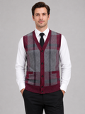 Men's fleece button-front vest – Wine front view – Edward & Lawsen
