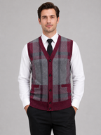 Men's fleece button-front vest – Wine front view – Edward & Lawsen