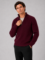 Men's half zip sweater – Wine front view – Edward & Lawsen
