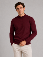 Men's slim fit mock neck sweater – Wine front view – Edward & Lawsen