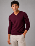 Men's V-neck sweater – Wine front view – Edward & Lawsen