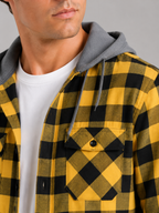 Men's plaid flannel jacket – Yellow detail view – Edward & Lawsen