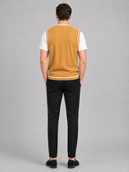 Men's patchwork sweater vest – Yellow back view – Edward & Lawsen