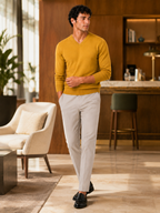 Men's V-neck sweater – Yellow lifestyle view – Edward & Lawsen