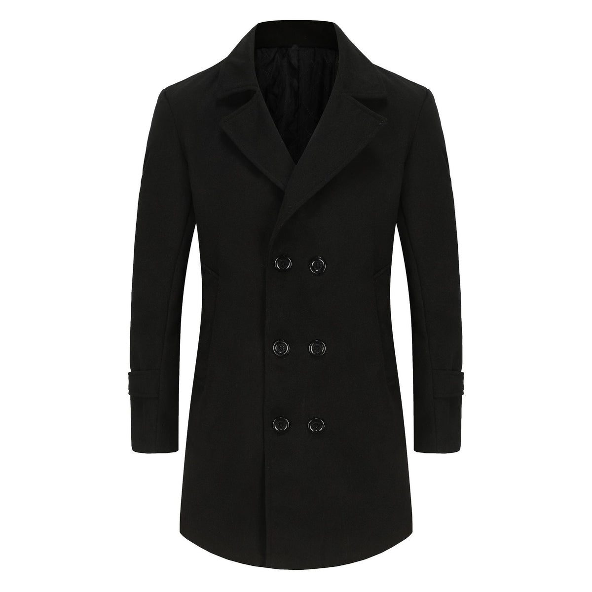 Men's double-breasted wool coat – black – Edward Lawson