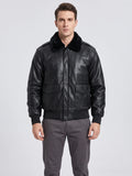 Men's black PU leather A-2 flight bomber jacket – Black front view – Edward & Lawsen