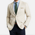 Men's slim fit summer blazer – Beige front view – Edward Lawson