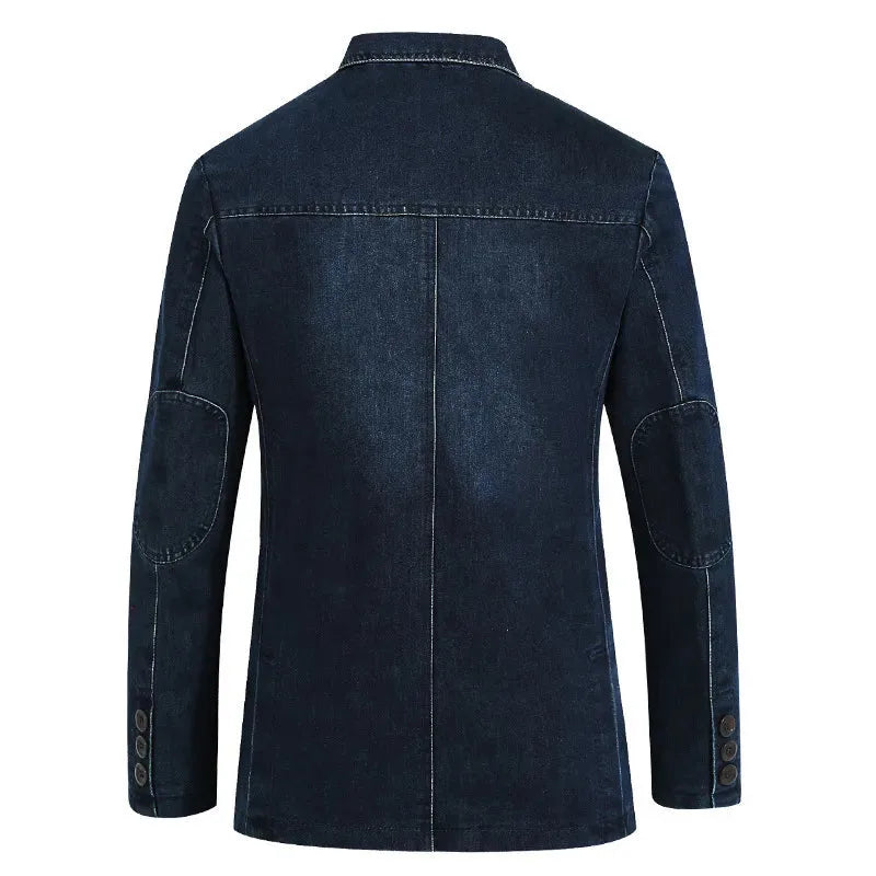 Men's slim-fit denim-look blazer – blue – Edward Lawson