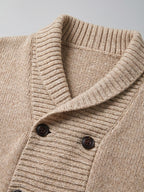Men's double-button open front cardigan – Beige detail view – Edward & Lawsen