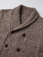 Men's double-button open front cardigan – Brown detail view – Edward & Lawsen
