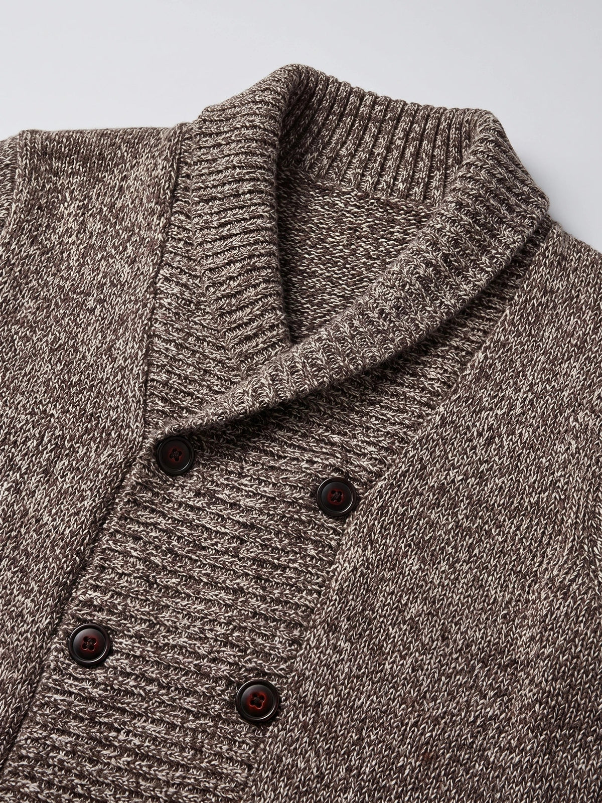 Men's double-button open front cardigan – Brown detail view – Edward & Lawsen