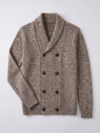 Men's double-button open front cardigan – Brown full view – Edward & Lawsen