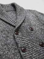 Men's double-button open front cardigan – Gray detail view – Edward & Lawsen