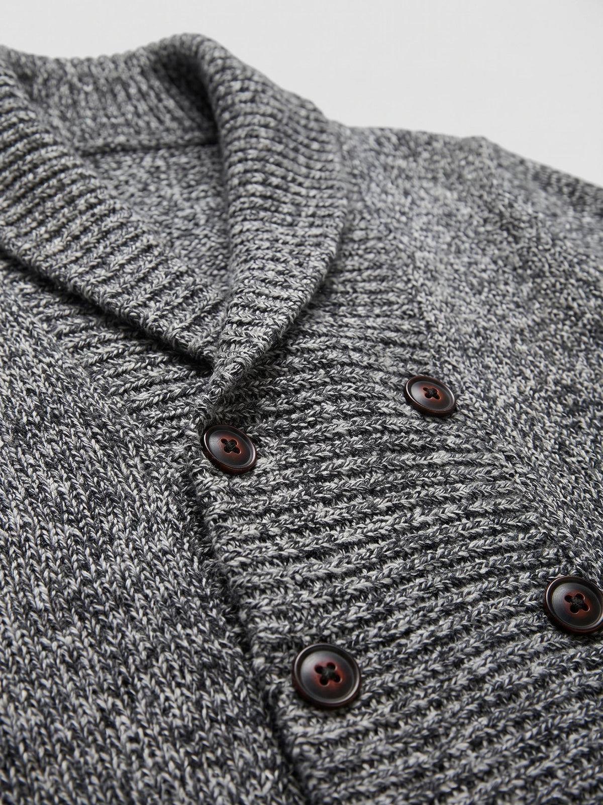 Men's double-button open front cardigan – Gray detail view – Edward & Lawsen