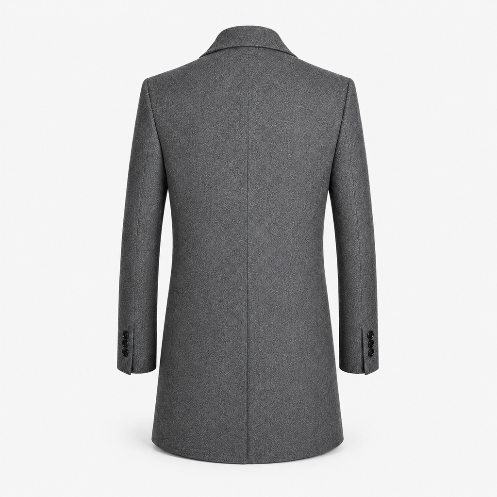 Men's tweed-blend formal coat – dark grey detail – Edward Lawson