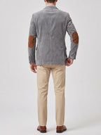 Men's corduroy blazer with elbow patches – Gray back view – Edward & Lawsen