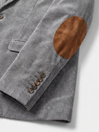 Men's corduroy blazer with elbow patches – Gray detail view – Edward & Lawsen