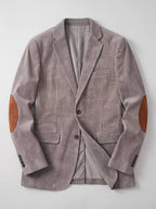 Men's corduroy blazer with elbow patches – Gray full view – Edward & Lawsen