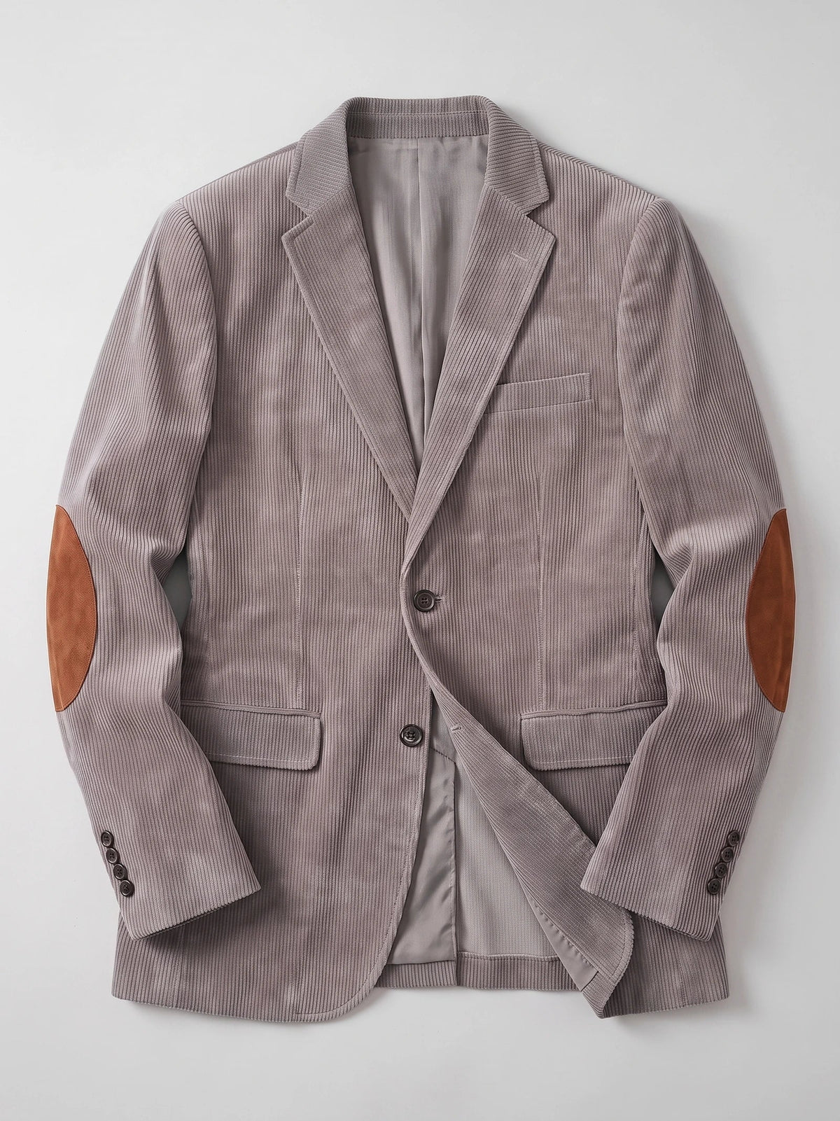 Men's corduroy blazer with elbow patches – Gray full view – Edward & Lawsen