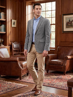Men's corduroy blazer with elbow patches – Gray lifestyle view – Edward & Lawsen
