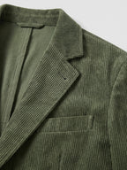 Men's corduroy blazer with elbow patches – Green detail view – Edward & Lawsen