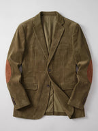 Men's corduroy blazer with elbow patches – Green full view – Edward & Lawsen