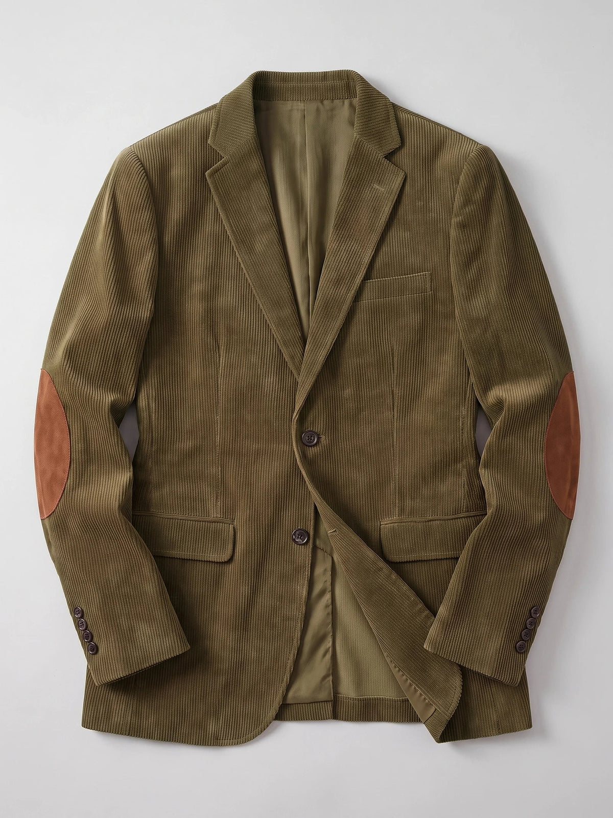 Men's corduroy blazer with elbow patches – Green full view – Edward & Lawsen