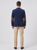 Men's corduroy blazer with elbow patches – Navy back view – Edward & Lawsen