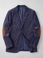 Men's corduroy blazer with elbow patches – Navy full view – Edward & Lawsen