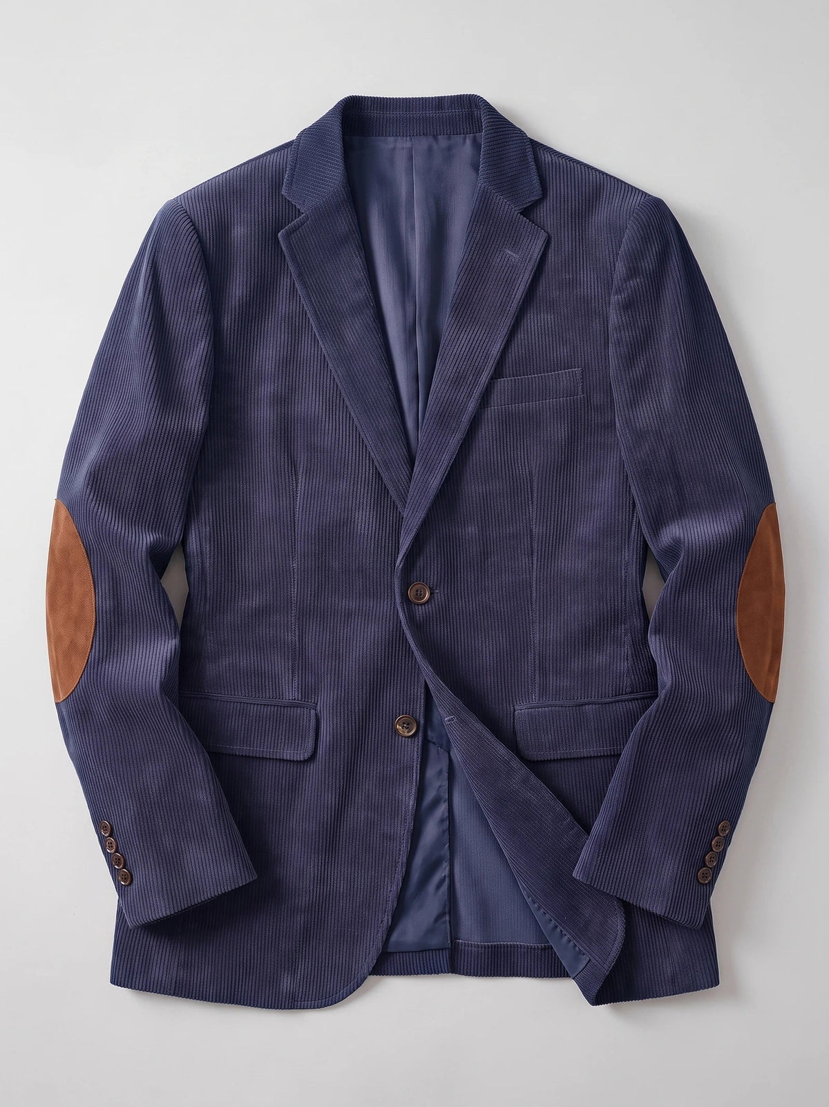 Men's corduroy blazer with elbow patches – Navy full view – Edward & Lawsen