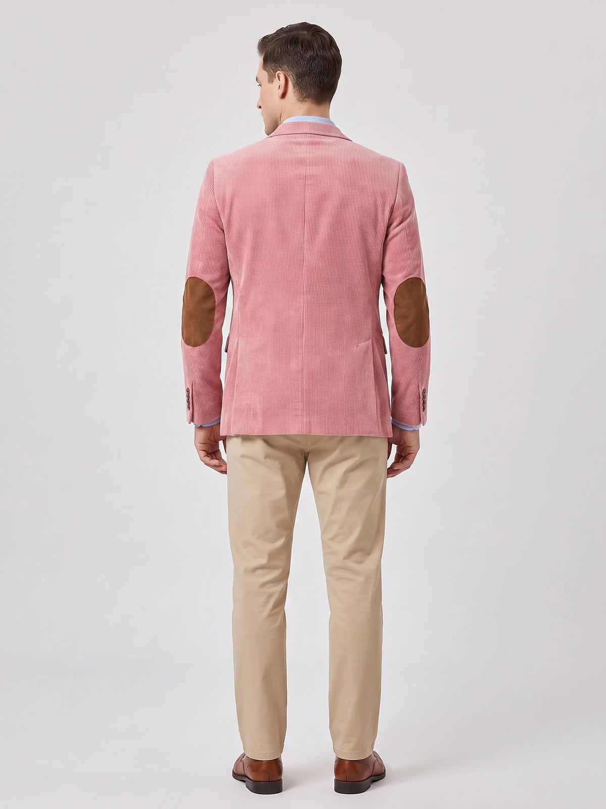 Men's corduroy blazer with elbow patches – Pink back view – Edward & Lawsen